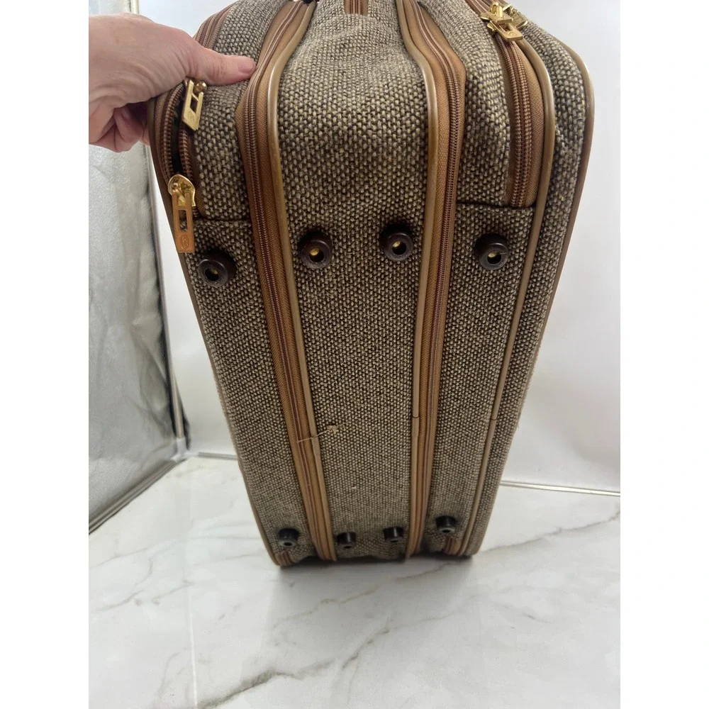 VTG Hartmann Leather Tweed Carry On Weekender Triple Compartment Expandable